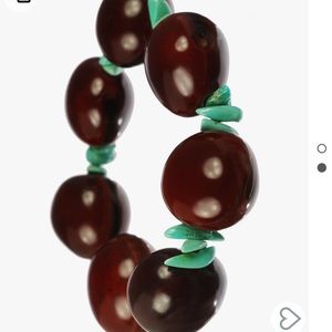 Kukui seeds & turquoise chips & shell bracelet